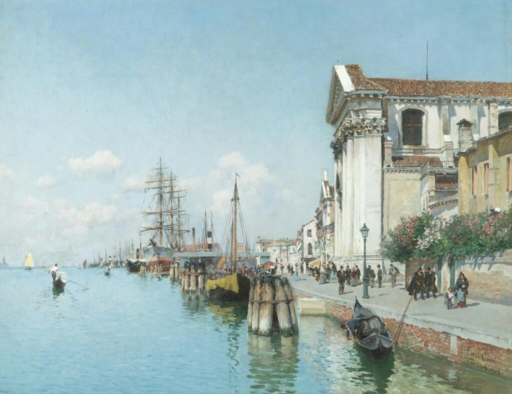 del campo a venetian canal with views of santa maria della visitatione and santa maria del rosario 1908