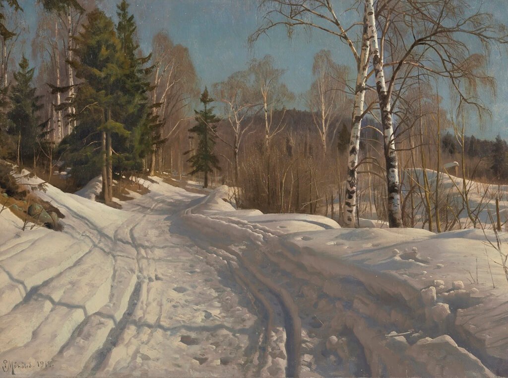 monsted sunny winter day at langseth lillehammer, norway 1919